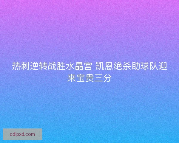 热刺逆转战胜水晶宫 凯恩绝杀助球队迎来宝贵三分
